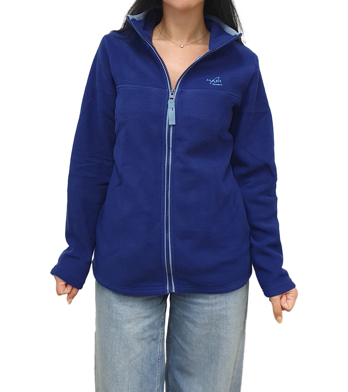 MAUI SPORTS Damen Fleece-Jacke mit Stehkragen Übergangs-Pullover Sweater Blau MAUI SPORTS Damen Fleece-Jacke mit Stehkragen Übergangs-Pullover Sweater Blau von MAUI SPORTS