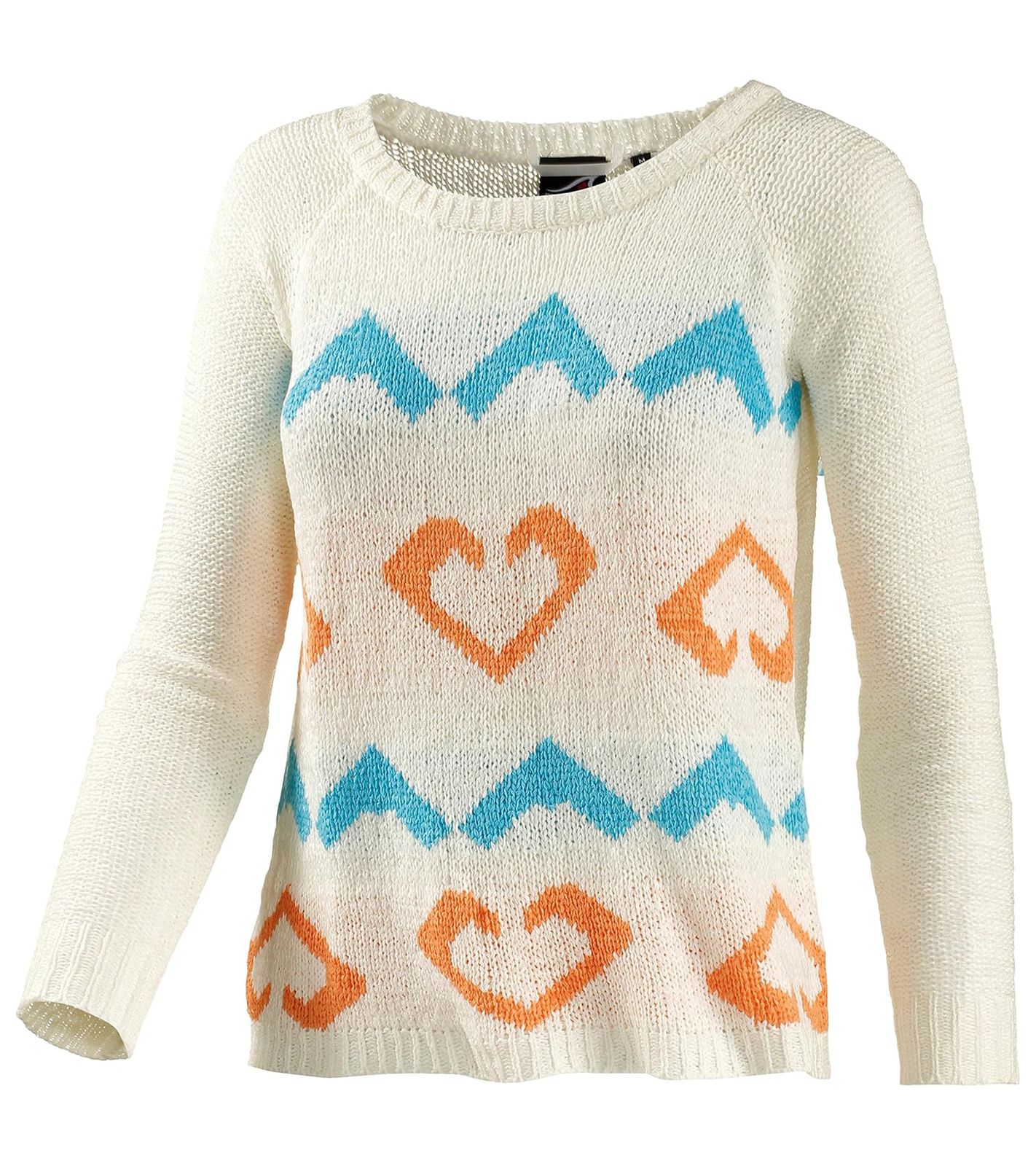 MAUI WOWIE Damen Strick-Pullover mit farbenfrohen Muster Rundhals-Pullover 215811 Weiß MAUI WOWIE Damen Strick-Pullover mit farbenfrohen Muster Rundhals-Pullover 215811 Weiß von MAUI WOWIE