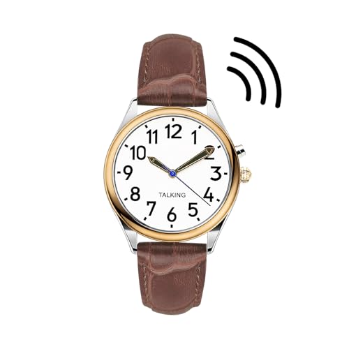 MAUJOY Sprechende Uhr für Damen für Blinde Senioren mit Sehbehinderung, Laute und klare Stimme,Spricht Deutsch (Brown-A) von MAUJOY