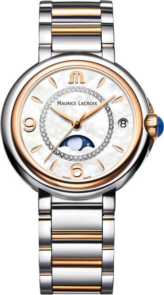 MAURICE LACROIX Quarzuhr FIABA MOONPHASE, FA1084-PVP13-150-1, Armbanduhr, Damenuhr, Diamanten, Mondphase, Swiss Made von MAURICE LACROIX