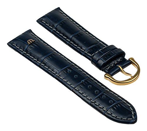 MAURICE LACROIX Uhrarmband Leder Band Krokooptik Blau mit Grauer Naht 20mm von MAURICE LACROIX