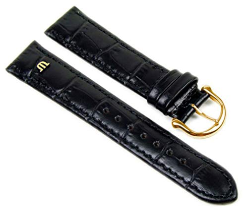 MAURICE LACROIX Uhrenarmband Kalbsleder Kroko-Optik schwarz 20896G, Stegbreite:20mm von MAURICE LACROIX