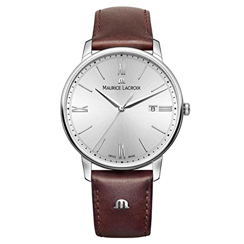 Maurice Lacroix Herren Analog Quarz Uhr mit Leder Armband EL1118-SS001-110-1 von MAURICE LACROIX