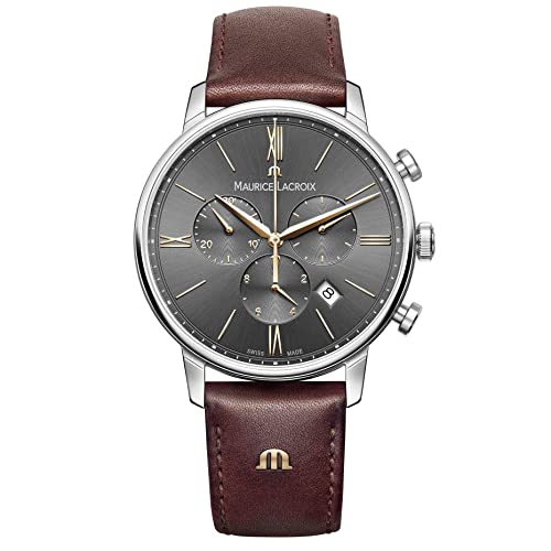 Maurice Lacroix Herren Chronograph Quarz Uhr mit Leder Armband EL1098-SS001-311-1 von MAURICE LACROIX