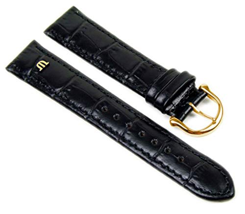 Maurice Lacroix Uhrenarmband Kalbsleder Kroko-Optik schwarz 20896G, Stegbreite:18mm von MAURICE LACROIX