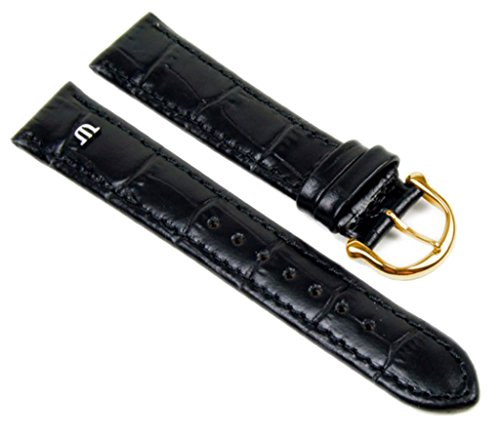 Maurice Lacroix XL Uhrenarmband Kalbsleder Kroko Optik schwarz 20836G, Stegbreite:14mm von MAURICE LACROIX