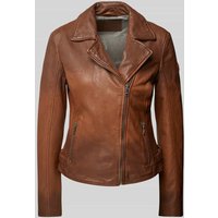 MAURITIUS Lederjacke mit Reißverschlusstaschen Modell 'Niala' in Mittelbraun, Größe L von MAURITIUS