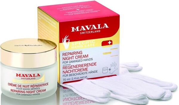 Mavala regenerierende Nachthandcreme + Baumwollhandschuhe 70 ml von MAVALA