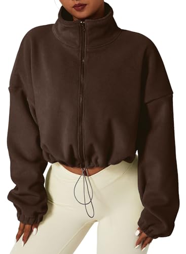 MAVIS LAVEN Bequeme Kapuzenpulli Locker Lässige Softshelljacke Einfarbig Oberteile Sweatshirts für Damen von MAVIS LAVEN