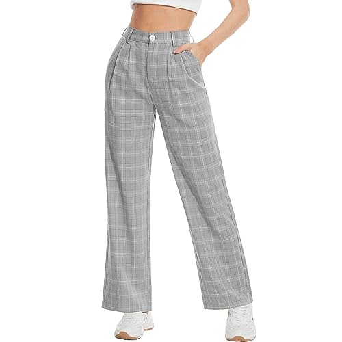 MAVIS LAVEN Hose Damen Freizeithose Weitem Bein Trousers Elegant Sommerhose Bequeme Lang Pants Basic Elastisch Office Work Hose mit Taschen von MAVIS LAVEN