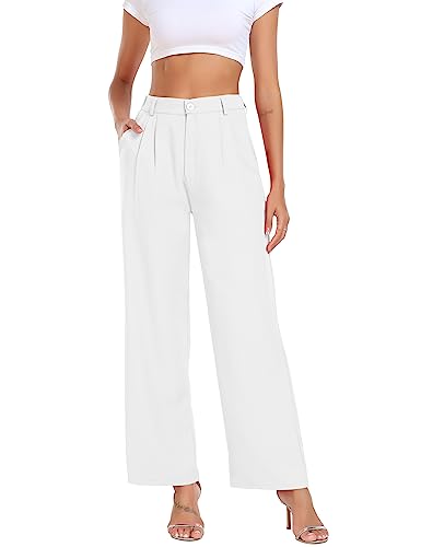 MAVIS LAVEN Hose Damen Freizeithose Weitem Bein Trousers Elegant Sommerhose Bequeme Lang Pants Basic Elastisch Office Work Hose mit Taschen von MAVIS LAVEN