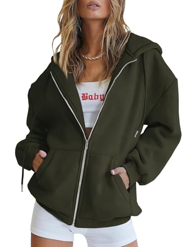 MAVIS LAVEN Langärmliges Damen-Sweatshirt mit Kapuze,Kordelzug,Reißverschluss und Tasche von MAVIS LAVEN