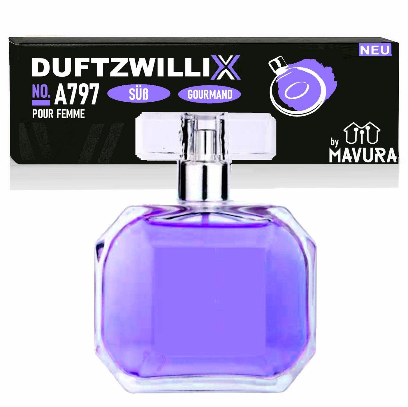 MAVURA Eau de Parfum DUFTZWILLIX No. A797 - Damen Parfüm - süße & gourmandige Noten, - 100ml - Duftzwilling / Dupe Sale von MAVURA