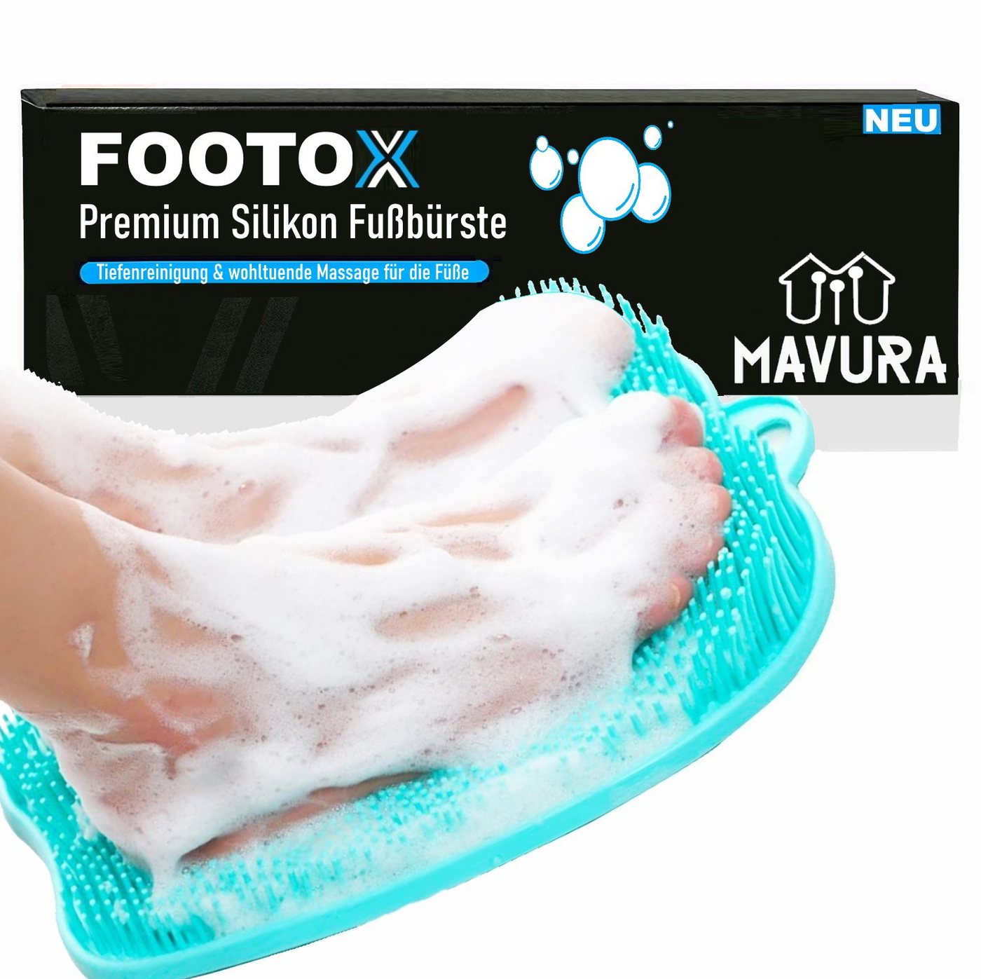 MAVURA Fußbürste FOOTOX Silikon Fußwaschbürste Duschmatte Fuß Massage Bürste, Fußmassagegerät Reinigung Fußreiniger Fußpflege Peeling von MAVURA