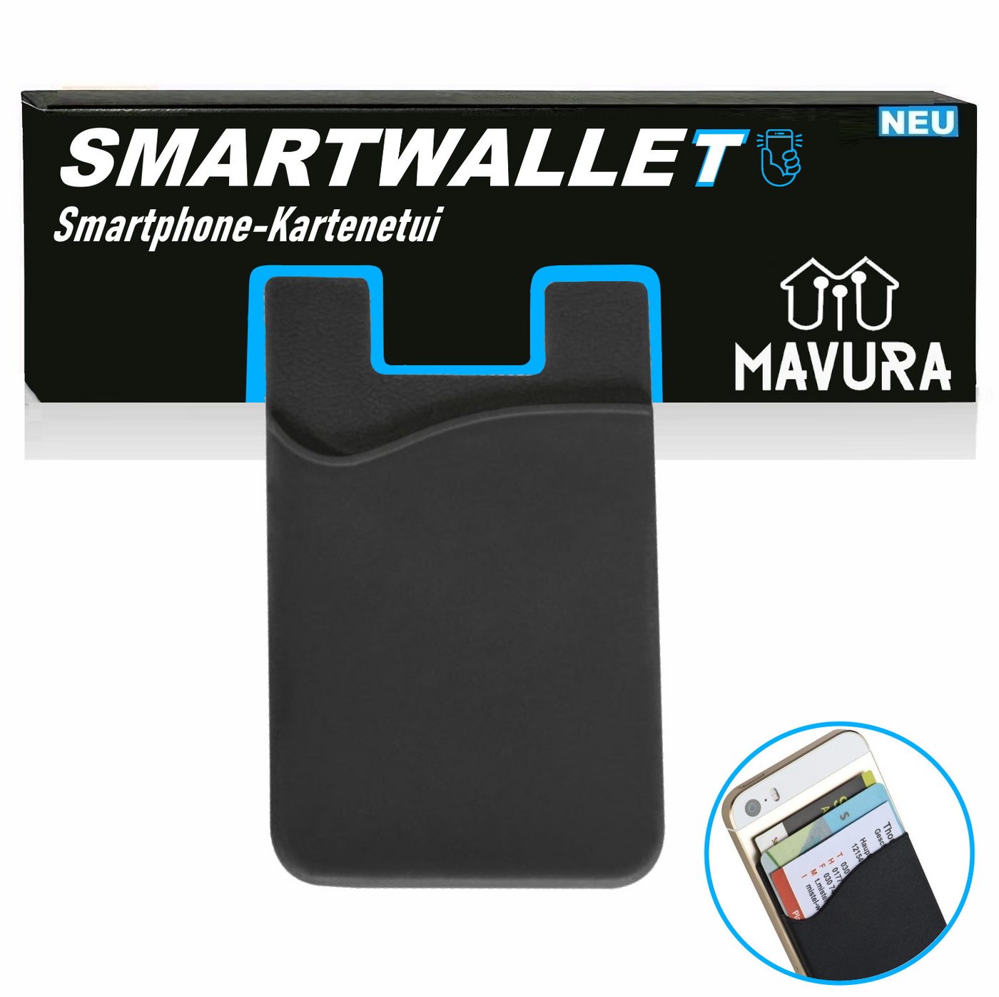 MAVURA Kartenetui SMARTWALLET Handy Smartphone Kartenhalter Kartenetui Kreditkarte EC, Karten Hülle Etui Kartenfach selbstklebend für Android Iphone von MAVURA