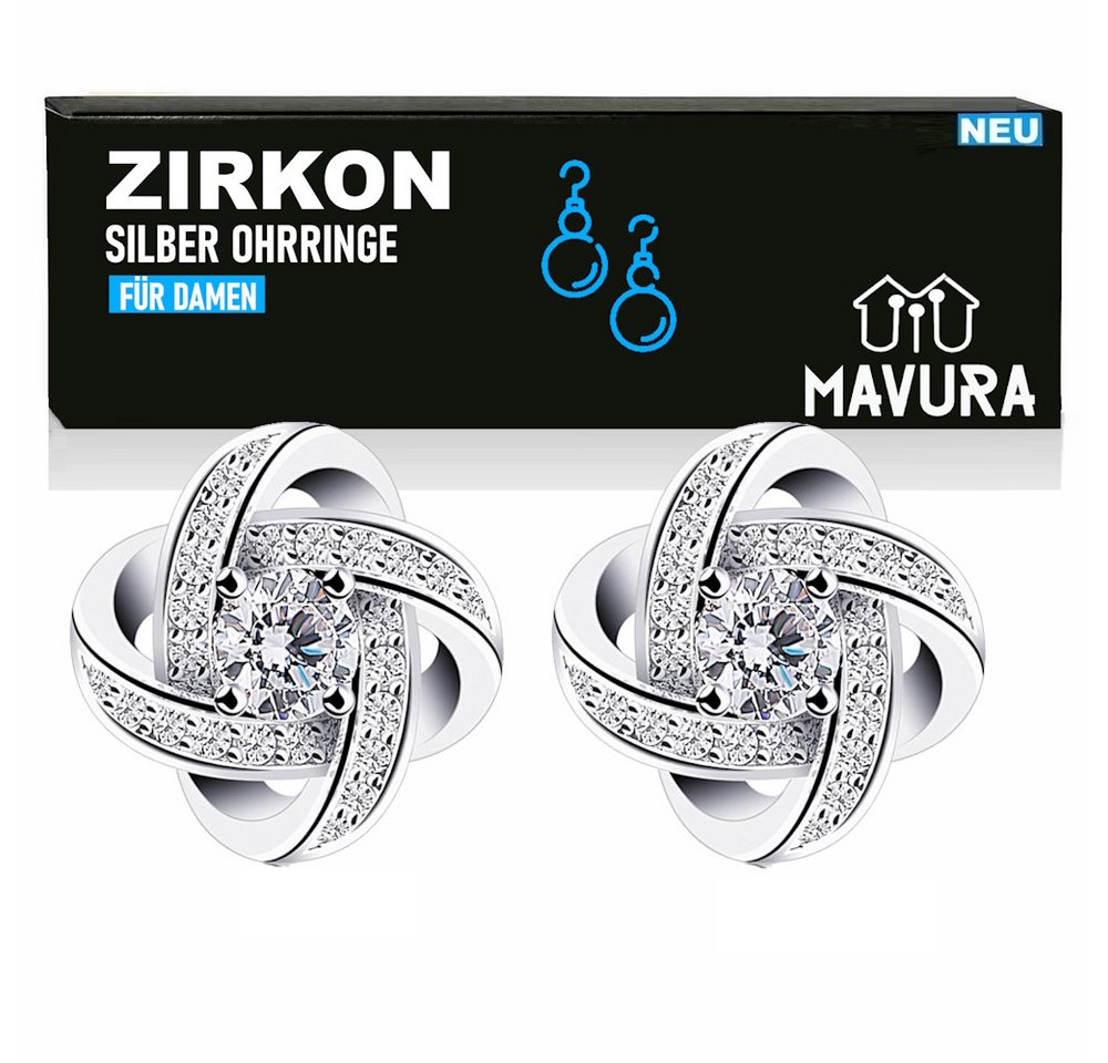 MAVURA Ohrring-Set ZIRKON Ohrringe Damen Ohrstecker 925 Sterling Silber Ohrschmuck, Twist-Würfel Liebe Set Schmuck Zirkonia von MAVURA