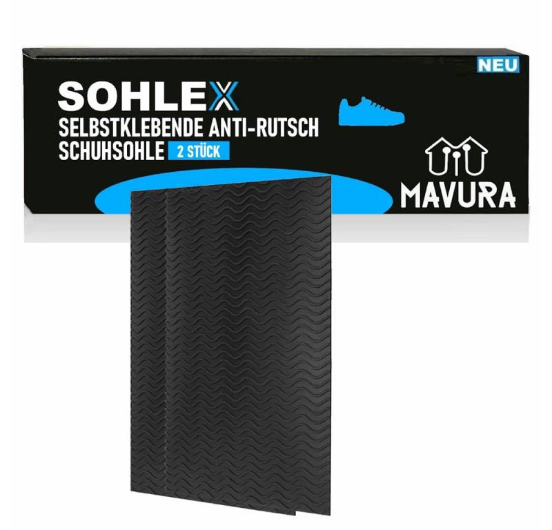 MAVURA Schuhüberzieher SOHLEX Schuhsohlen Reparatur Set selbstklebend rutschfest DIY Gummisohlen Schuhsohle Absätze [2er] von MAVURA