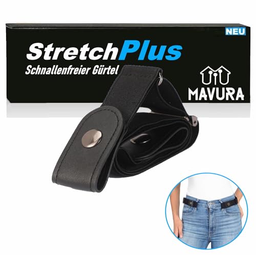 MAVURA StretchPlus Super Elastischer Gürtel Ohne Schnalle Schnallenfreier Stretch Gürtel Damen Herren Dehnbar Unsichtbar von MAVURA