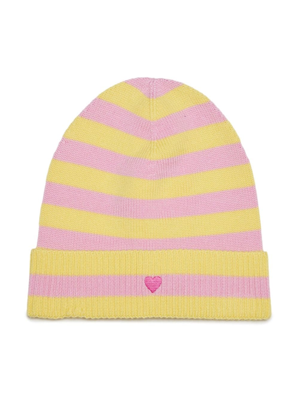 MAX&Co. Kids Gestreifte Woll-Beanie mit Herzstickerei - Gelb von MAX&Co. Kids