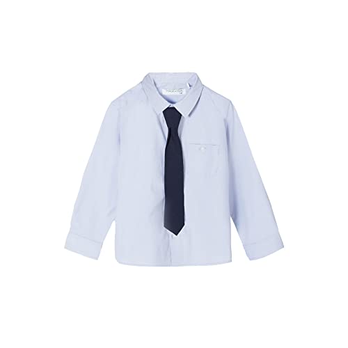 Elegantes Hemd für einen Jungen Blaues schmales Jungenhemd mit Krawatte Blue Slim Boy's Shirt with tie Größe 98 von MAX&MIA