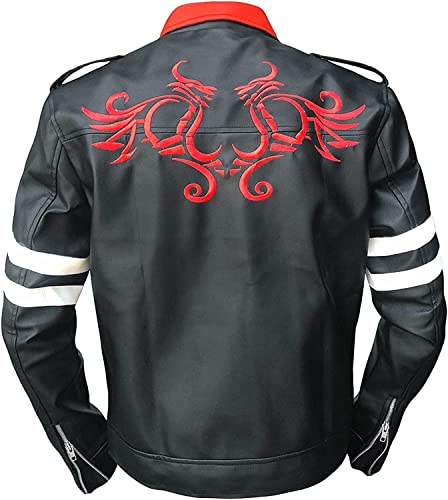 Herren Alex Mercer Dragon besticktes Videospiel Proto Biker schwarze Lederjacke, Schwarz - Echtleder, Medium von MAXDUD