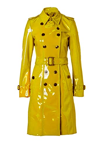 MAXDUD Damen-Regenmantel aus PVC-Leder, glänzend, leicht, stilvoller Trenchcoat, Gelb – PVC-Leder, 3XL von MAXDUD