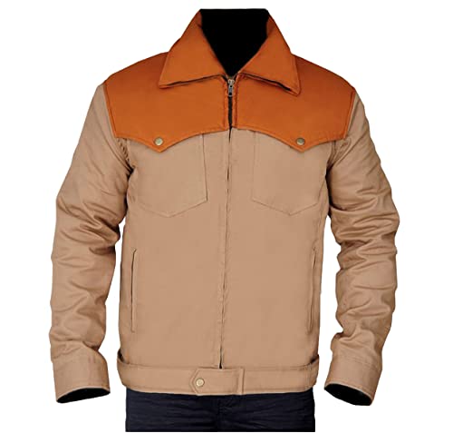 MAXDUD Herren Cowboy | Braune Baumwolle leichte Jacke, Braun – Baumwolle, L von MAXDUD