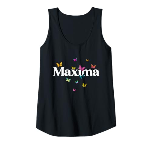 Damen Maxima - Schöner Mädchen Name mit bunten Schmetterlingen Tank Top Damen Maxima - Schöner Mädchen Name mit bunten Schmetterlingen Tank Top von MAXIMA Tochter Enkel Geburtstag Geschenkideen