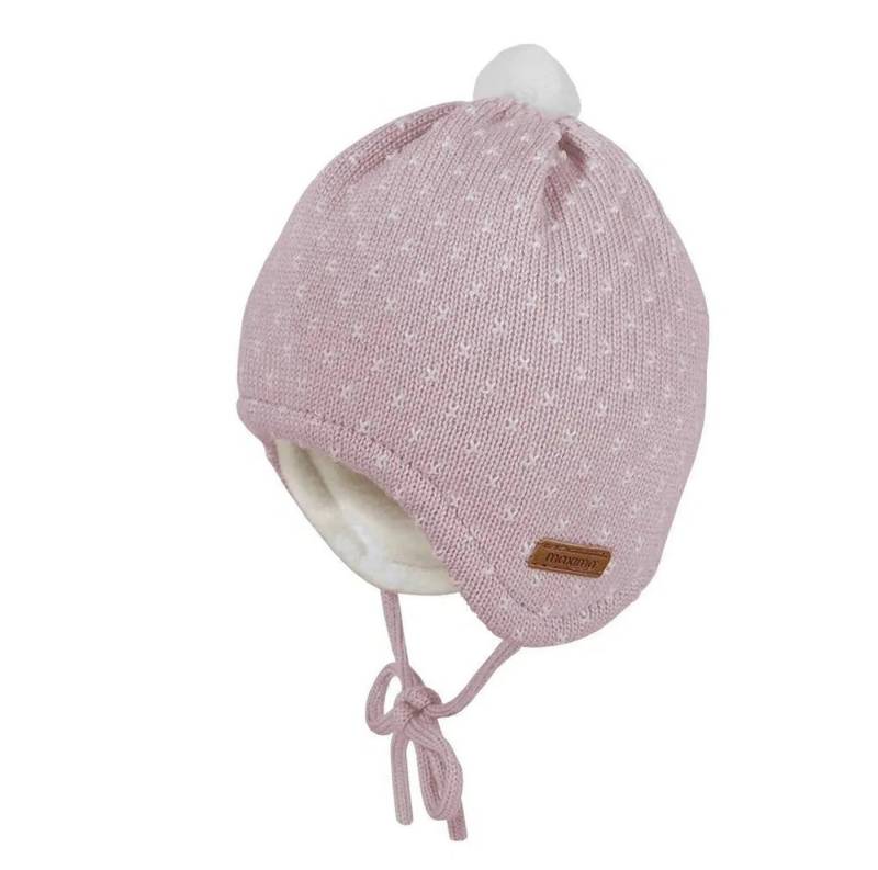 MAXIMO Erstlingsmütze Maximo Babymütze Pünktchen Minipompon rosa von MAXIMO