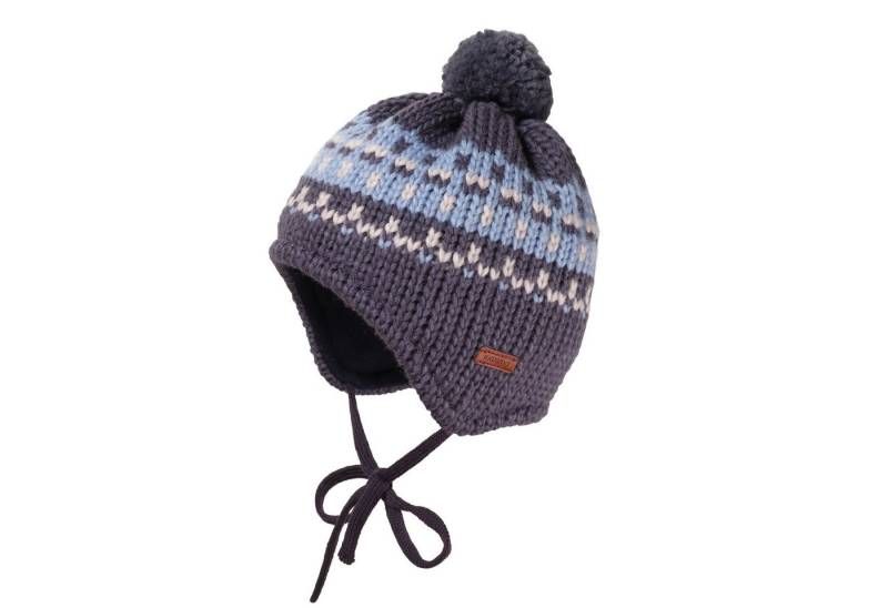 MAXIMO Strickmütze BABY-Mütze, ausgenäht, Pompon Jacquard Grobstrick, Futter (1-St) von MAXIMO