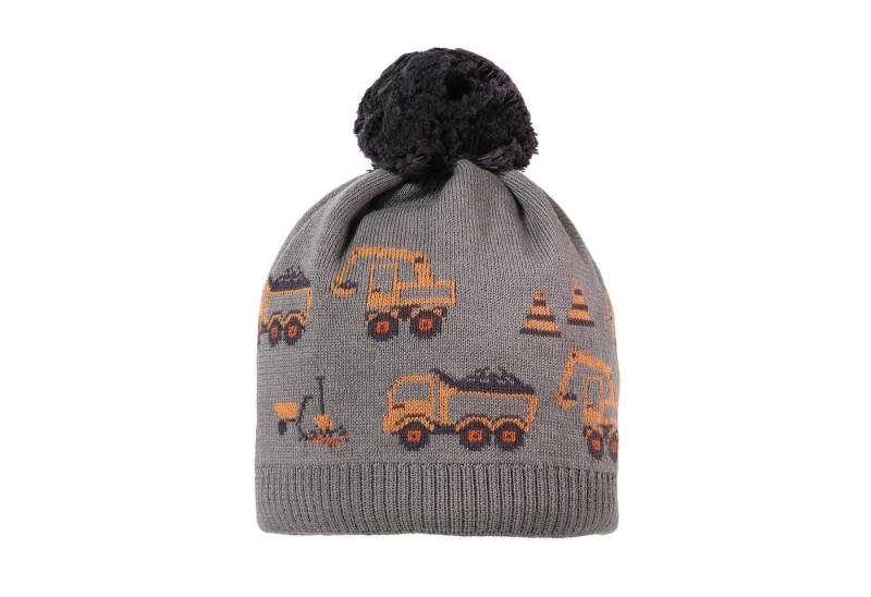 MAXIMO Strickmütze Baumwolle, gefüttert, kontrastfarbener Bommel, Motiv von MAXIMO