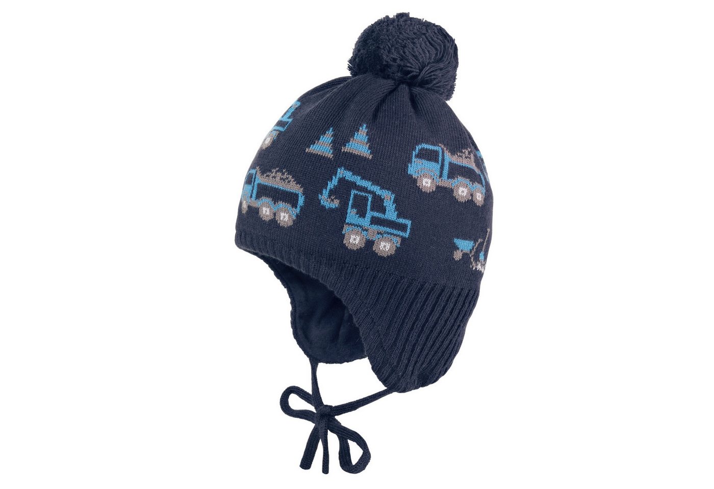 MAXIMO Strickmütze Baumwolle, gefüttert, zum Binden, Bommel von MAXIMO