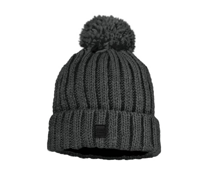 MAXIMO Strickmütze KIDS-Mütze, Rippe, Pompon Fleecefutter (1-St) von MAXIMO