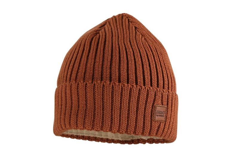MAXIMO Strickmütze KIDS-Mütze, Rippe,Jerseyfutter Umschlagrand (1-St) Merinowolle von MAXIMO