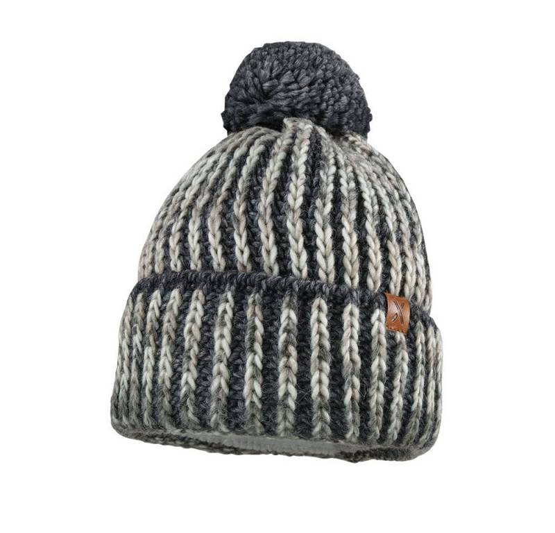 MAXIMO Strickmütze KIDS-Mütze, Umschlag Pompon, Fleecestreifen, Futter (1-St) von MAXIMO