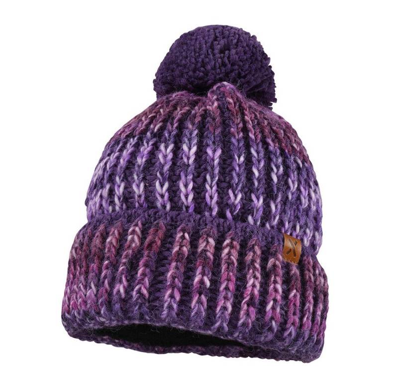 MAXIMO Strickmütze KIDS-Mütze, Umschlag Pompon, Fleecestreifen, Futter (1-St) von MAXIMO