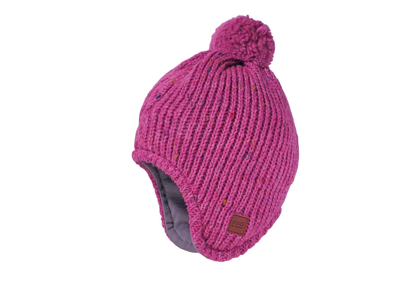 MAXIMO Strickmütze KIDS-Mütze, ausgenäht Rippe mit Zopf, Pompon, Futter (1-St) von MAXIMO