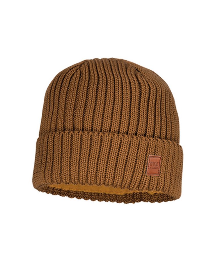 MAXIMO Strickmütze KIDS-Mütze mit Rippe Umschlagrand, Fleecefutter geschlossen (1-St) Merinowolle von MAXIMO