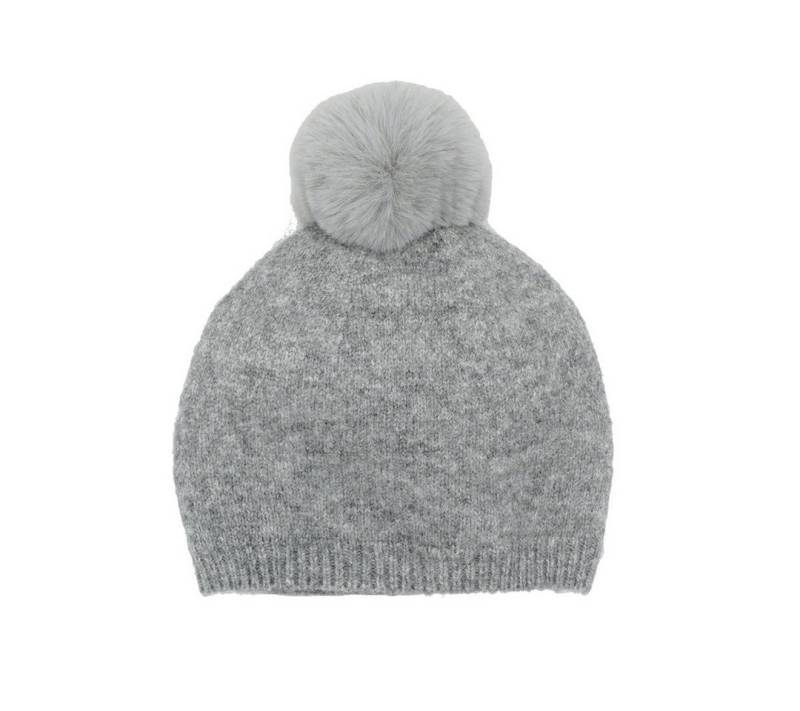 MAXIMO Strickmütze MINI GIRL-Beanie, Plushfutter Kunstfellpompon (1-St) Recycling-Garn von MAXIMO