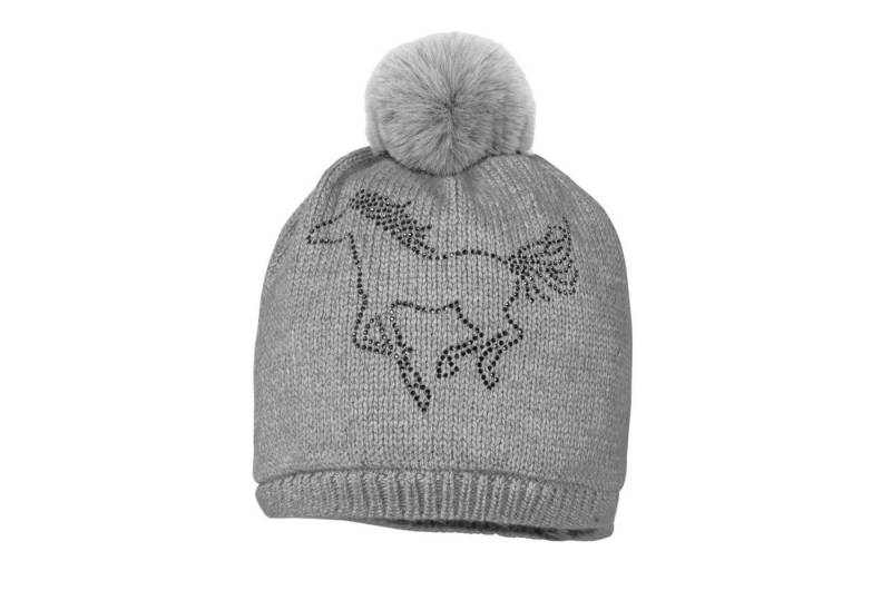 MAXIMO Strickmütze MINI GIRL-Mütze Pferd Strass, Kunstfellpompon, Vollfutter (1-St) von MAXIMO