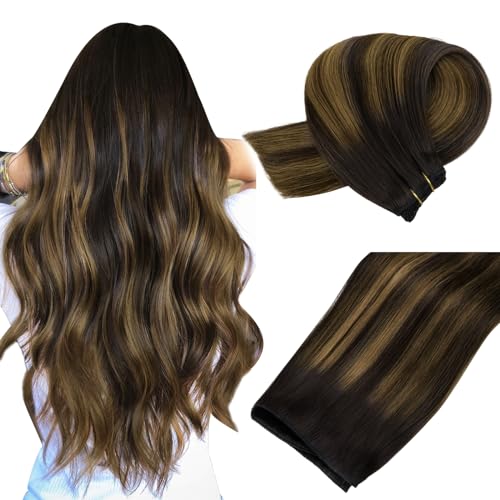 MAXITA Haarverlängerungen zum Einnähen, Echthaar, 40 cm, 100 g, Balayage, Dunkelbraun, Gemischtes Kastanienbraun, Tressen-Haarverlängerung, Doppeltresse, Weiches, Glattes Echthaar für Frauen MAXITA Haarverlängerungen zum Einnähen, Echthaar, 40 cm, 100 g, Balayage, Dunkelbraun, Gemischtes Kastanienbraun, Tressen-Haarverlängerung, Doppeltresse, Weiches, Glattes Echthaar für Frauen von MAXITA