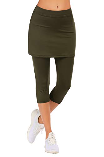 MAXMODA Damen Sport Capri mit Rock Laufhose Lauf Capri Yoga Leggings Skort mit Capri von MAXMODA