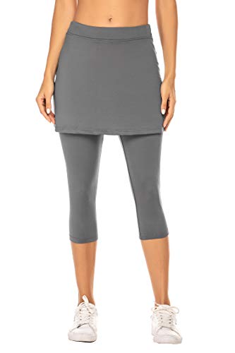 MAXMODA Damen Sport Capri mit Rock Laufhose Lauf Capri Yoga Leggings Skort mit Capri von MAXMODA