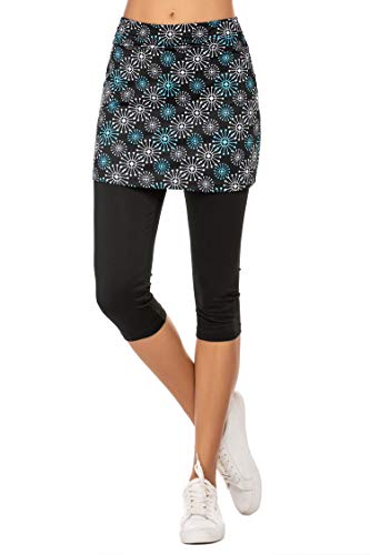 MAXMODA Damen Sport Capri mit Rock Laufhose Lauf Capri Yoga Leggings Skort mit Capri von MAXMODA