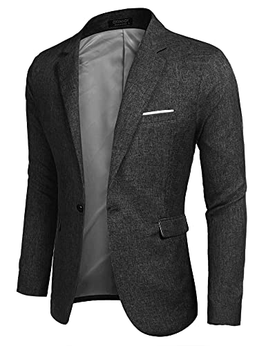 COOFANDY Freizeit Sakko Herren Schwarz Männer Blazer Slim Fit Modern Sportlich Jackett Leichte schwarz XXL von COOFANDY
