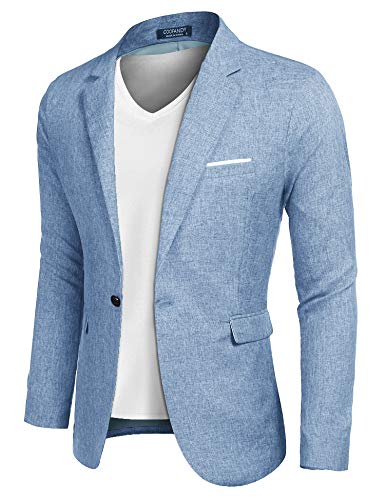 COOFANDY Blazer Herren Sakko Sportlich Männer Slim Fit Modern Freizeit Anzugjacke Leichte Hellblau XXL von MAXMODA