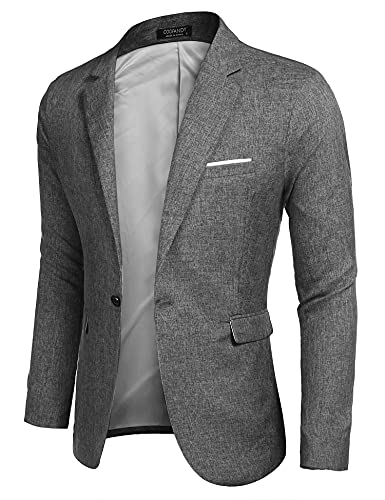 Coofandy Herren Sakko Sportlich Sommerjacke Anzüge Blazer Jacke Slim Fit Lässige Anzugjacke Grau M von MAXMODA