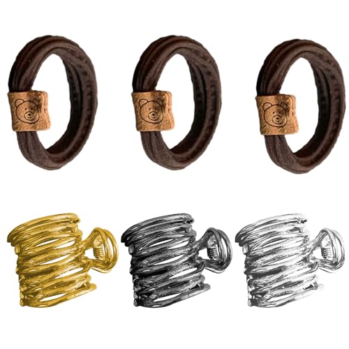 3 Stück Pferdeschwanzhalter mit 3 Stück Haarseil, Hohe Pferdeschwanz-Haarnadel, Haarstyling Dekoration Clip, Anti-Rutsch-Metall-Clip, Pferdeschwanz Grab Clip für Frauen Mädchen von MAXQUU