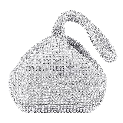 MAXQUU 1 Abendtasche mit Strasssteinen, silberne Clutch, Damen-Clutch, Retro-Abendtasche, geeignet für Partys, Hochzeitsbankette, Cocktailpartys von MAXQUU