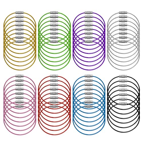 MAXQUU 64 Stück Schlüsselanhänger Drahtseil, Großer Schlüsselanhänger, Edelstahl-Schlüsselanhänger, Nylon-Beschichtetes Drahtseil, Bunter Schlüsselanhänger von MAXQUU